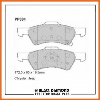 Chrysler Grand Voyager  (4/01-5/08) (4/01->5/08) 2.4 16v  16in Wheels Front Black Diamond brake Pads PP884 - Afbeelding 2