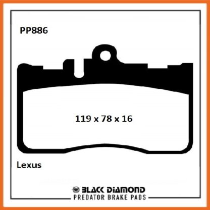 Lexus LS400  (2000 -> 06) 4.3 V8 UCF30 Front Black Diamond brake Pads PP886 - Afbeelding 2