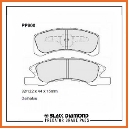 Daihatsu Charade  (03 ->) (03 ->>) 1.0 Front Black Diamond brake Pads PP908 - Afbeelding 2