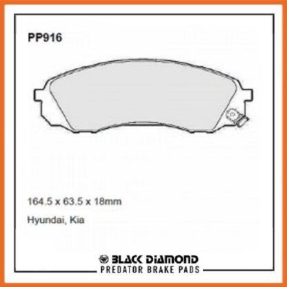 Kia Sedona  Mk 3 (Carnival) (09 ->>) 2.2 CRDi Front Black Diamond brake Pads PP916 - Afbeelding 2