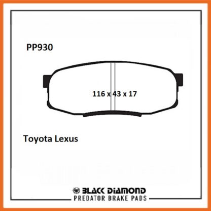 Lexus LX570 (2007->>) 5.7  Rear Black Diamond brake Pads PP930 - Afbeelding 2