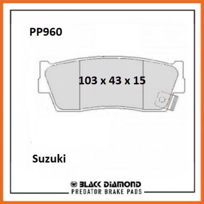 Suzuki Vitara  / Escudo) (8/88->6/99) 1.6  TA01/02/SJJ5D/6D/7D Front Black Diamond brake Pads PP960 - Afbeelding 2